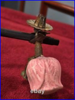 Antique German Glass Pink Flower on a Clip/ Candle Holder Christmas Ornament