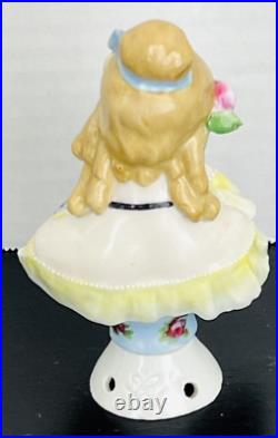 Antique German Goebel Jenny Lind Half Doll Pin Cushion Lady with Flower 5.5