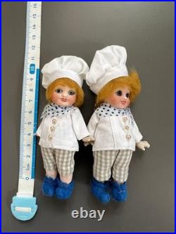 Antique German Googly Bisque Dolls Pair 11cm Vintage Collectible Rare