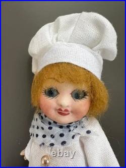 Antique German Googly Bisque Dolls Pair 11cm Vintage Collectible Rare