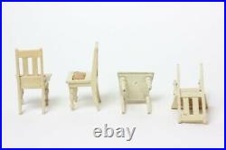 Antique German Gottschalk Dollhouse Chairs Set if 4, 1910, Germany