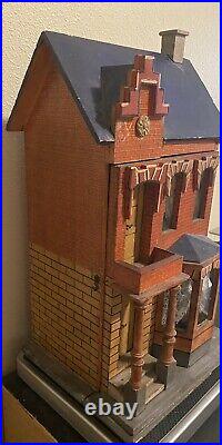 Antique German Gottschalk paper litho Blue Roof doll house