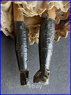 Antique German Grodnertal  Carved Wooden Miniature Dollhouse Victorian Doll
