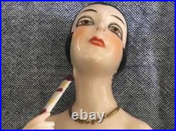 Antique German Half Doll Large flapper 1920 Exquisite Lady Perfect Porcelain Antique German Half Doll Large flapper 1920 Exquisite Lady Perfect Porcelain