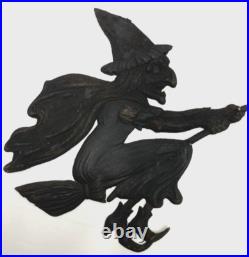 Antique German Halloween Die Cut Witch 13 x 13 All Black c1920s-1930s Antique German Halloween Die Cut Witch 13 x 13 All Black c1920s-1930s
