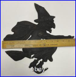 Antique German Halloween Die Cut Witch 13 x 13 All Black c1920s-1930s Antique German Halloween Die Cut Witch 13 x 13 All Black c1920s-1930s