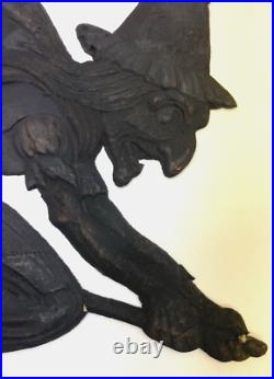 Antique German Halloween Die Cut Witch 13 x 13 All Black c1920s-1930s Antique German Halloween Die Cut Witch 13 x 13 All Black c1920s-1930s