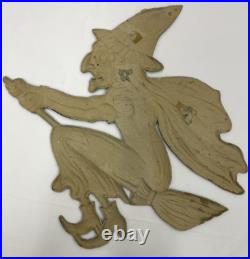 Antique German Halloween Die Cut Witch 13 x 13 All Black c1920s-1930s Antique German Halloween Die Cut Witch 13 x 13 All Black c1920s-1930s