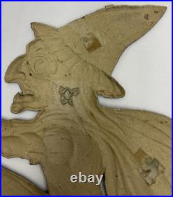 Antique German Halloween Die Cut Witch 13 x 13 All Black c1920s-1930s Antique German Halloween Die Cut Witch 13 x 13 All Black c1920s-1930s