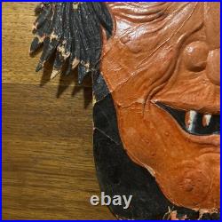 Antique German Halloween Embossed Die Cut Witch Face withMoon & Stars Hat 1920's