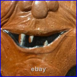 Antique German Halloween Embossed Die Cut Witch Face withMoon & Stars Hat 1920's