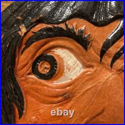 Antique German Halloween Embossed Die Cut Witch Face withMoon & Stars Hat 1920's