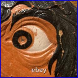Antique German Halloween Embossed Die Cut Witch Face withMoon & Stars Hat 1920's