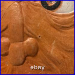 Antique German Halloween Embossed Die Cut Witch Face withMoon & Stars Hat 1920's