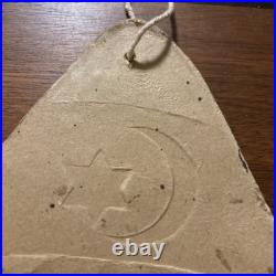 Antique German Halloween Embossed Die Cut Witch Face withMoon & Stars Hat 1920's