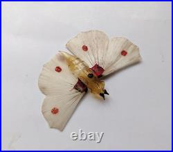 Antique German HandBlown Glass Butterfly Moth Christmas Ornament Spun Glass Wing