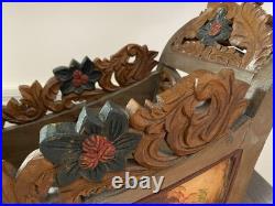 Antique German Hand-Carved Wooden Sleigh, Hand-Painted