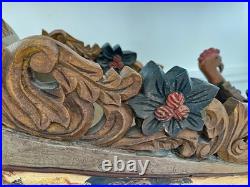 Antique German Hand-Carved Wooden Sleigh, Hand-Painted
