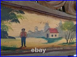 Antique German Hand-Carved Wooden Sleigh, Hand-Painted