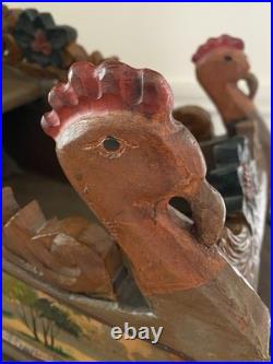 Antique German Hand-Carved Wooden Sleigh, Hand-Painted