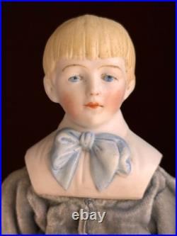 Antique German Hertwig Cabinet Size 9 Bisque Molded Shoulder Plate Doll