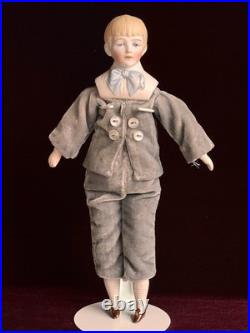 Antique German Hertwig Cabinet Size 9 Bisque Molded Shoulder Plate Doll
