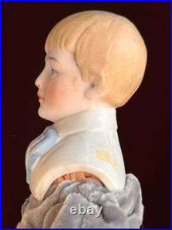 Antique German Hertwig Cabinet Size 9 Bisque Molded Shoulder Plate Doll