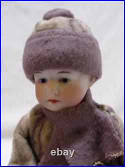 Antique German Heubach Bisque Doll Skier Candy Container