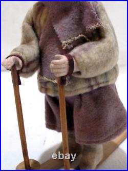 Antique German Heubach Bisque Doll Skier Candy Container