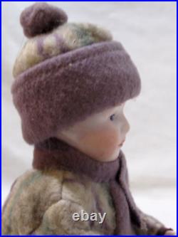 Antique German Heubach Bisque Doll Skier Candy Container