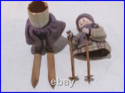Antique German Heubach Bisque Doll Skier Candy Container
