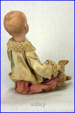 Antique German Heubach Bisque Mechanical Musical Squeeze Doll c1910