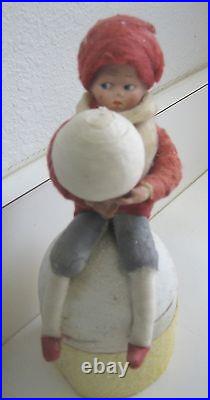 Antique German Heubach Cotton Googly eye candy container snowball