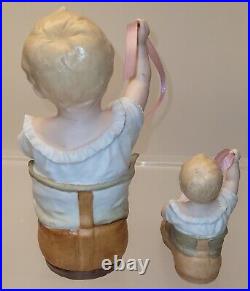 Antique German Heubach Piano Baby Boy In Shoe Figurine All Bisque Set