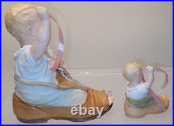 Antique German Heubach Piano Baby Boy In Shoe Figurine All Bisque Set