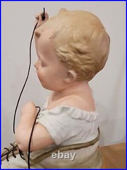 Antique German Heubach Piano Baby Boy In Shoe Figurine All Bisque Set