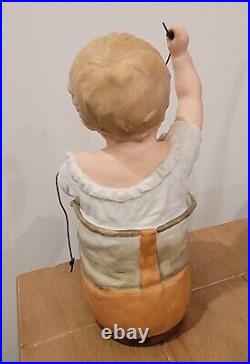 Antique German Heubach Piano Baby Boy In Shoe Figurine All Bisque Set