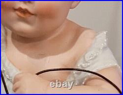 Antique German Heubach Piano Baby Boy In Shoe Figurine All Bisque Set