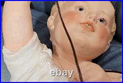 Antique German Heubach Piano Baby Boy In Shoe Figurine All Bisque Set