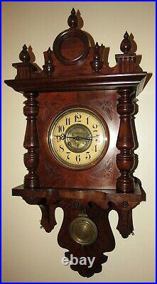 Antique German Junghans Free Swinger Wall Regulator Clock 8-Day, Time/Strike