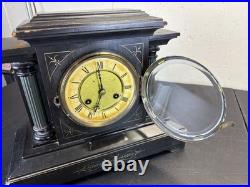 Antique German Junghans Wooden Mantle Clock 12Tx15Lx6W