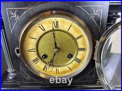 Antique German Junghans Wooden Mantle Clock 12Tx15Lx6W