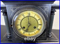 Antique German Junghans Wooden Mantle Clock 12Tx15Lx6W
