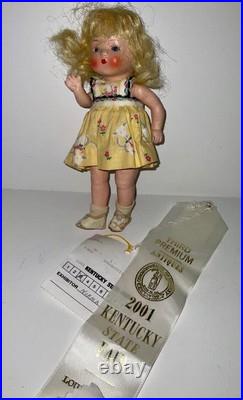 Antique German Just Me strung doll painted lash doll in dress 17 mark prize win Antique German Just Me strung doll painted lash doll in dress 17 mark prize win