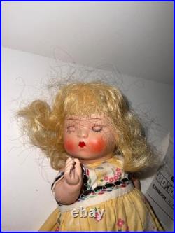Antique German Just Me strung doll painted lash doll in dress 17 mark prize win Antique German Just Me strung doll painted lash doll in dress 17 mark prize win