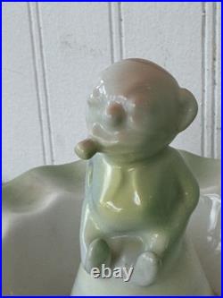 Antique German Kaestner Saxonia Porcelain Figural Ashtray 1930s Bavaria Style