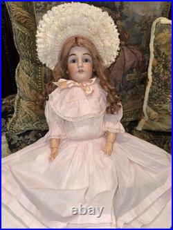 Antique German Kestner 154 Bisque Leather Body 26 Doll, sleepy eyes