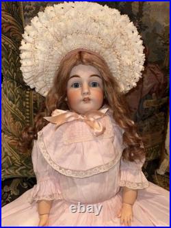 Antique German Kestner 154 Bisque Leather Body 26 Doll, sleepy eyes