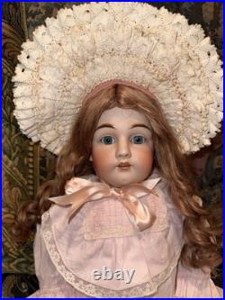 Antique German Kestner 154 Bisque Leather Body 26 Doll, sleepy eyes