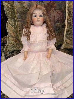 Antique German Kestner 154 Bisque Leather Body 26 Doll, sleepy eyes